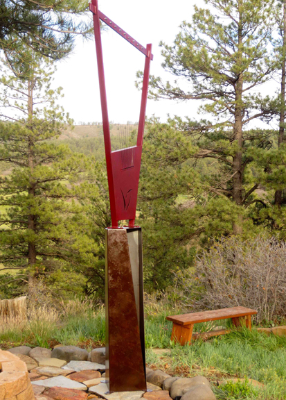 Garden Wind Harp on Steel Base