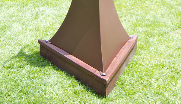 Wind Harp Base Secured to a Wooden Footer